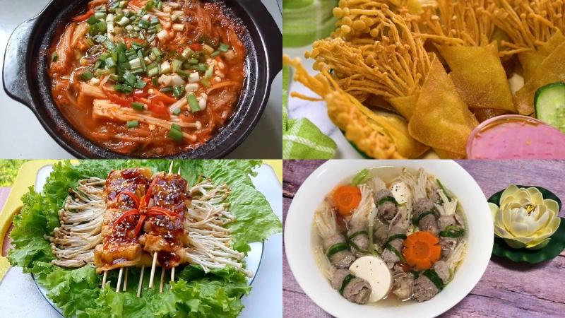 Canh nấm kim châm thịt bò bổ dưỡng cho bữa tối